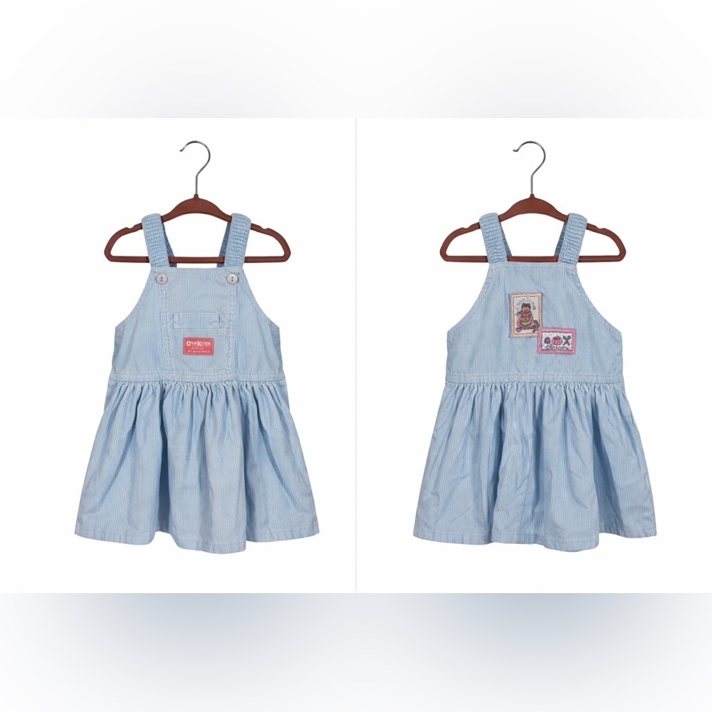 Vintage Oshkosh Corduroy Blue Overall Dress A Stitch in Time Made in USA 80s